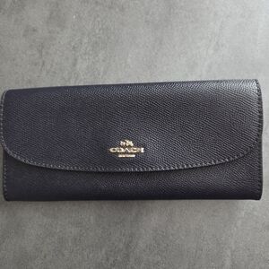 Coach Dark Navy Pebble Leather Wallet